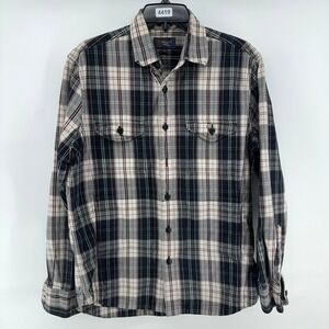 Wallin Bros Mens Flannel Shirt Medium Plaid Shacket with Pockets Button Up
